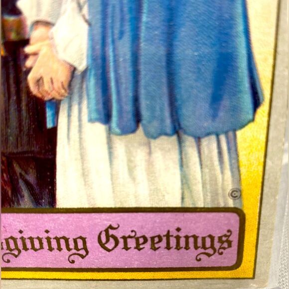 Thanksgiving Greetings Pilgrims Tom Turkey Vintage Embossed Postcard - Picture 2 of 5